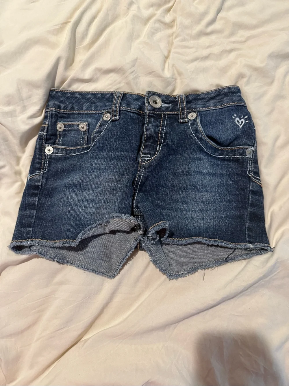 Justice Girls Denim Cutoff Shorts Size 10R Medium Wash Raw Hem